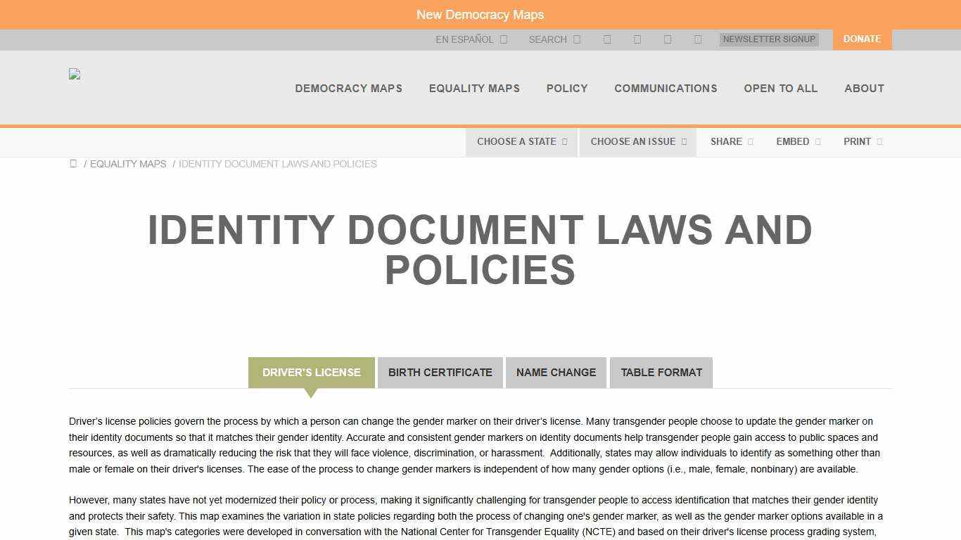 Movement Advancement Project | Identity Document Laws and Policies