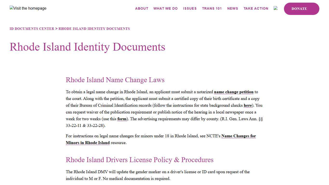 Rhode Island Identity Documents | A4TE